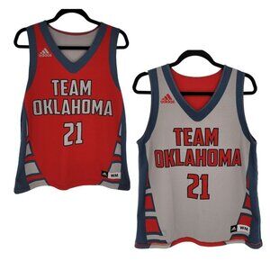Adidas womens medium red gray reversible basketball jersey Team Oklahoma 21